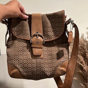 Brown COACH Monogram Shoulder Bag